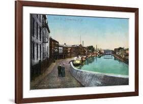Schenectady, New York - View of Dock Street-Lantern Press-Framed Premium Giclee Print
