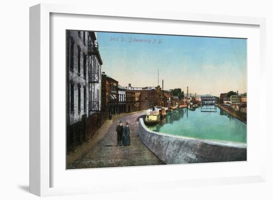 Schenectady, New York - View of Dock Street-Lantern Press-Framed Art Print