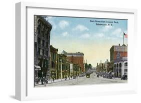 Schenectady, New York - View of State Street from Crescent Park-Lantern Press-Framed Art Print