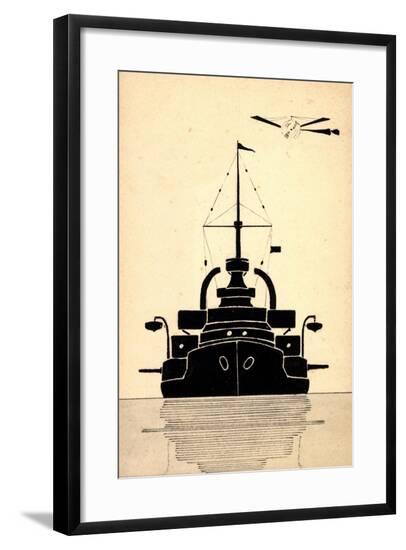 Scherenschnitt , Schiff, Flugzeug, Monoplan--Framed Giclee Print