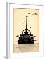 Scherenschnitt , Schiff, Flugzeug, Monoplan-null-Framed Giclee Print
