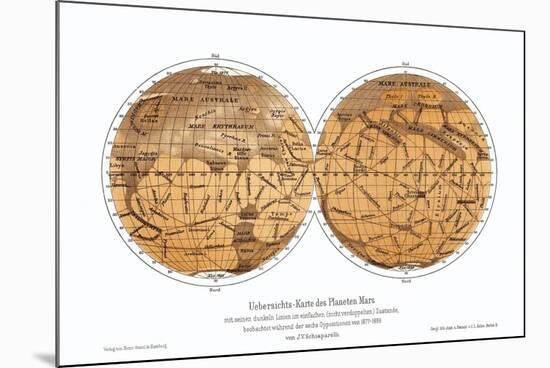 Schiaparelli's Map of Mars, 1877-1888-Detlev Van Ravenswaay-Mounted Photographic Print