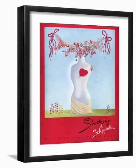 Schiaparelli Shocking, Hearts Surrealism Art, UK, 1930-null-Framed Giclee Print