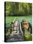 Schiederweiher, Rowing Boat at the Jetty, Upper Austrian Limestone Alps, Upper Austria, Austria-Rainer Mirau-Stretched Canvas