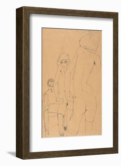 Schiele with Nude Model before the Mirror, 1910-Egon Schiele-Framed Art Print