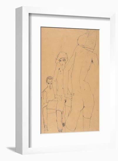 Schiele with Nude Model before the Mirror, 1910-Egon Schiele-Framed Art Print