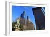 Schiller Monument and Financial District, Frankfurt am Main, Hesse, Germany, Europe-Hans-Peter Merten-Framed Photographic Print