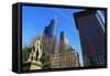 Schiller Monument and Financial District, Frankfurt am Main, Hesse, Germany, Europe-Hans-Peter Merten-Framed Stretched Canvas