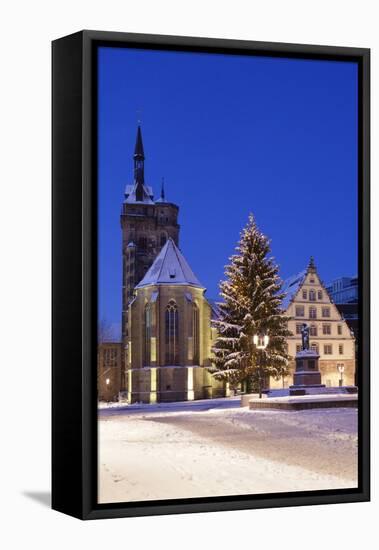 Schillerplatz with Stiftskirche-Markus Lange-Framed Stretched Canvas