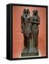 Schist Statue Depicting Menkaure and Wife Khamerernebty II-null-Framed Stretched Canvas