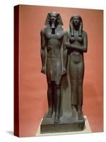 Schist Statue Depicting Menkaure and Wife Khamerernebty II-null-Stretched Canvas