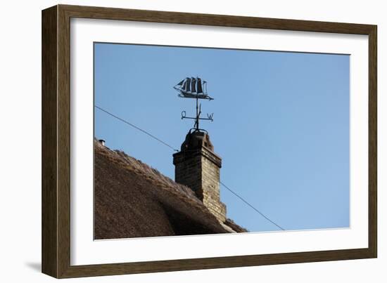 Schleswig-Holstein, Sieseby, Typical Residential House, Detail, Chimney, Weather Vane-Catharina Lux-Framed Photographic Print