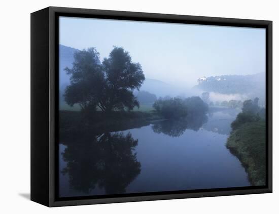 Schloss Werenwag Castle Reflecting in Danube River-Markus Lange-Framed Stretched Canvas