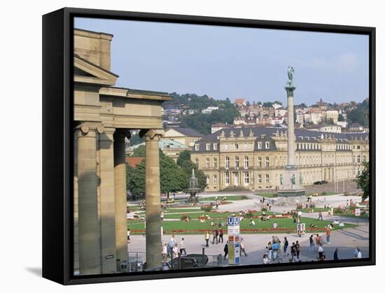 Schlossplatz, King Wilhelm Jubilee Column, Neues Schloss, Stuttgart, Baden Wurttemberg, Germany-Yadid Levy-Framed Stretched Canvas