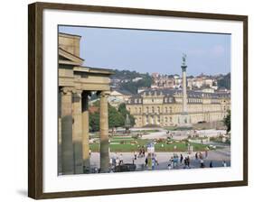 Schlossplatz, King Wilhelm Jubilee Column, Neues Schloss, Stuttgart, Baden Wurttemberg, Germany-Yadid Levy-Framed Photographic Print