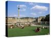 Schlossplatz, King Wilhelm Jubilee Column, Neues Schloss, Stuttgart, Baden Wurttemberg, Germany-Yadid Levy-Stretched Canvas