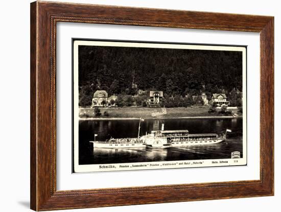 Schmilka Elbe, Dampfer Königstein, Pension Helvetia-null-Framed Giclee Print