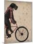 Schnauzer on Bicycle, Black-Fab Funky-Mounted Art Print