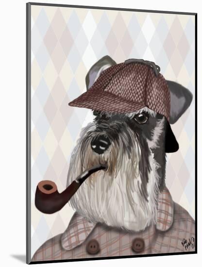 Schnauzer Sherlock-Fab Funky-Mounted Art Print