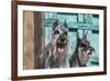 Schnauzers in front of blue door-Zandria Muench Beraldo-Framed Photographic Print