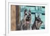 Schnauzers in front of blue door-Zandria Muench Beraldo-Framed Photographic Print