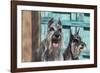 Schnauzers in front of blue door-Zandria Muench Beraldo-Framed Photographic Print