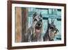 Schnauzers in front of blue door-Zandria Muench Beraldo-Framed Photographic Print