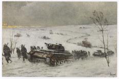 German Tank Column Accompanied by Infantry Advances into Russia-Schnurpel-Framed Art Print
