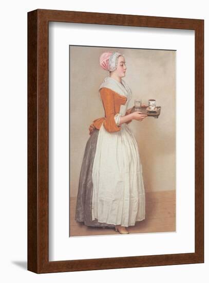 Schokoladenmädchen-Jean-Etienne Liotard-Framed Art Print