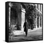 Scholar C.S. Lewis Walking with Cane Near Building at Magdalen College, Oxford University-Hans Wild-Framed Stretched Canvas