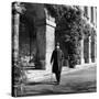 Scholar C.S. Lewis Walking with Cane Near Building at Magdalen College, Oxford University-Hans Wild-Stretched Canvas