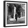 Scholar C.S. Lewis Walking with Cane Near Building at Magdalen College, Oxford University-Hans Wild-Framed Premium Photographic Print