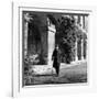 Scholar C.S. Lewis Walking with Cane Near Building at Magdalen College, Oxford University-Hans Wild-Framed Premium Photographic Print