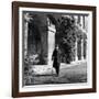 Scholar C.S. Lewis Walking with Cane Near Building at Magdalen College, Oxford University-Hans Wild-Framed Premium Photographic Print