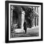 Scholar C.S. Lewis Walking with Cane Near Building at Magdalen College, Oxford University-Hans Wild-Framed Premium Photographic Print