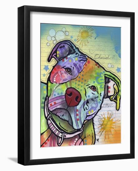 Scholar, Dogs, Pets, Animals, Pit Bulls, Looking up, Cherish, Lined Paper, Pop Art, Stencils-Russo Dean-Framed Giclee Print