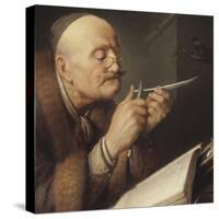 Scholar Sharpening a Quill Pen-Gerard Dou-Stretched Canvas