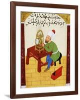 Scholar Studying the Workings of a Clock, Ottoman Manuscript, 17th century-null-Framed Giclee Print