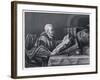 Scholar Wearing a Fine Cloak Peers Through His Monocle to Read a Large Format Book-W. French-Framed Art Print