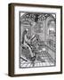 Scholar with an Interest in Astronomy Reading in His Study-null-Framed Art Print