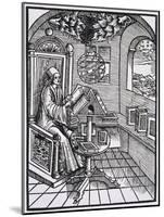 Scholar with an Interest in Astronomy Reading in His Study-null-Mounted Art Print