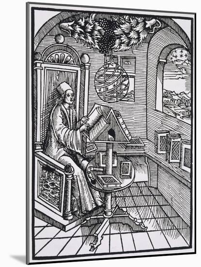 Scholar with an Interest in Astronomy Reading in His Study-null-Mounted Art Print