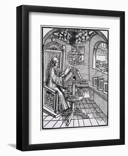 Scholar with an Interest in Astronomy Reading in His Study-null-Framed Art Print