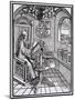 Scholar with an Interest in Astronomy Reading in His Study-null-Mounted Art Print