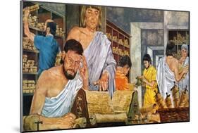 Scholars at Work in the Famed Library of Alexandria-Richard Hook-Mounted Giclee Print