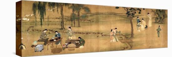 Scholars' Gathering in a Bamboo Garden-Chinese School-Stretched Canvas