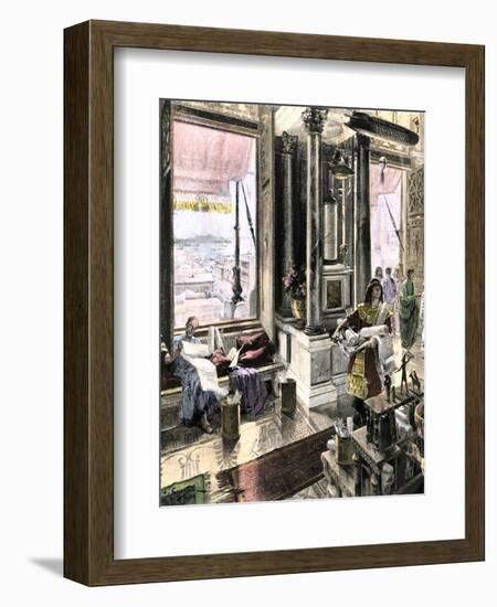 Scholars Using the Great Library of Alexandria, Egypt, c.300-200 Bc-null-Framed Giclee Print