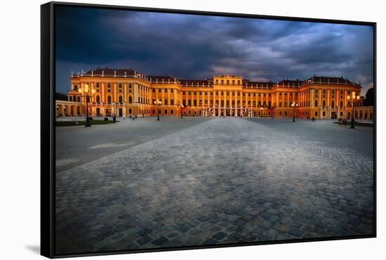 Schonbrunn Palace At Night, Vienna, Austria-George Oze-Framed Stretched Canvas