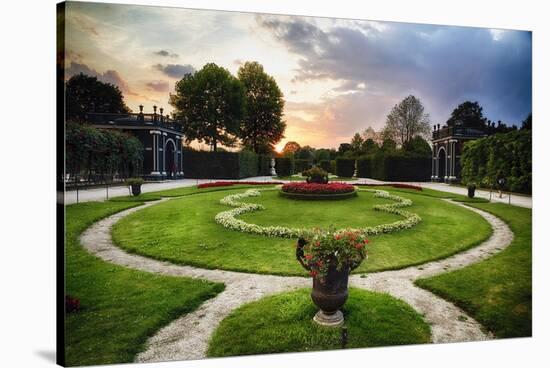 Schonbrunn Palace Garden at Sunset-George Oze-Stretched Canvas