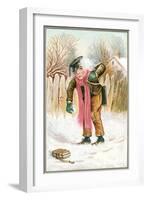 School Boy Hit by Snow Ball-null-Framed Art Print